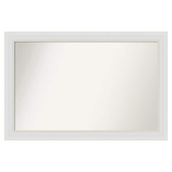 Amanti Art Flair Soft White Narrow 36 in. x 24 in. Custom Non-Beveled Satin Recyled Polystyrene Bathroom Vanity Wall Mirror