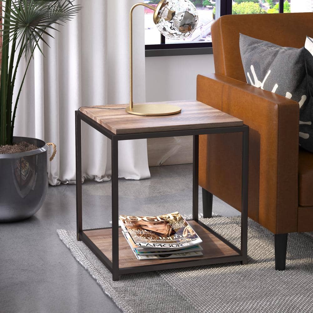 Machias End Table, Weathered Oak