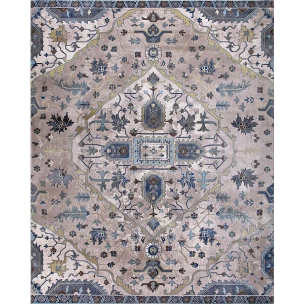 Home Decorators Collection Talya Ivory/Blue 5 ft. x 7 ft. Medallion Area Rug