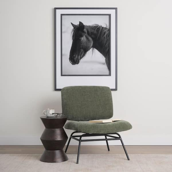 Nora Forest Green Fabric Seat with Matte Black Metal Legs Accent Chair 1 Chair Included