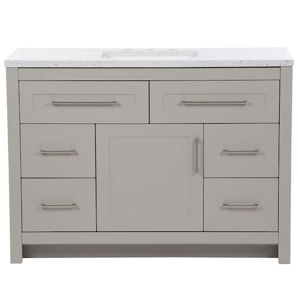 Clady 49 in. Single Sink Gray Bath Vanity with Silver Ash Cultured Marble Top (Assembled)