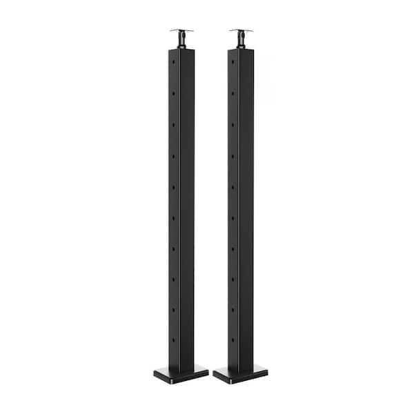 Afoxsos 5ft-10ft Black Stainless Steel Cable Railing Post Kit with Swageless Design and 150ft Wire Rope - 2 Pack
