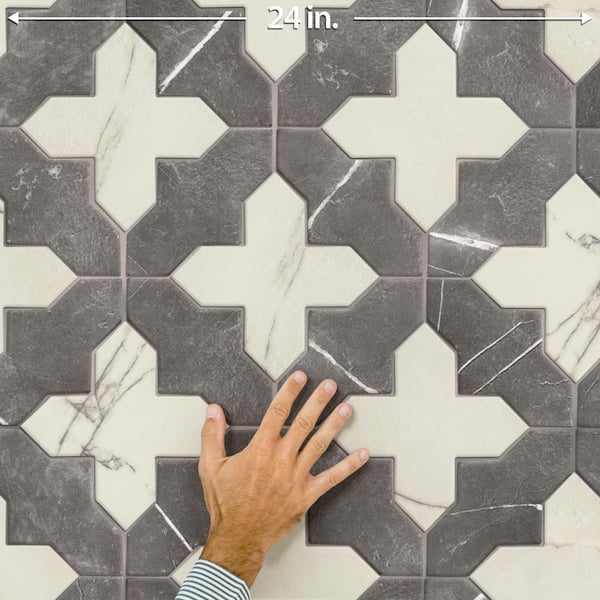 Merola Tile Istanbul Templar Shield Night with Day Cross 8-3/8 in
