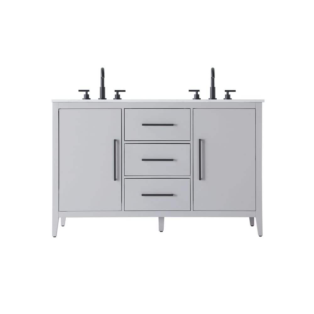 54 in. Double Sink Grey Bath Vanity with White Engineered Marble Top price history on PriceWatchPro