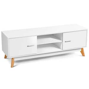 55 in. White TV Stand Entertainment Center Console Cabinet Stand 2 Doors Shelves Fits TV's up to 60 in.