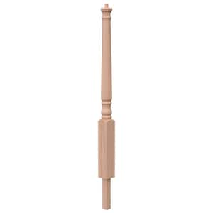 Stair Parts 4063 43 in. x 3 in. Unfinished Red Oak Pin Top Volute with Square Bottom Newel Post for Stair Remodel