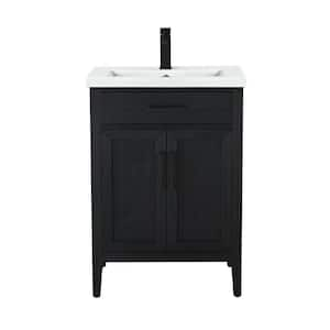 Cove 20 in. W x 15.5 in. D x 34 in. H Bath Vanity in Black Oak with Ceramic Vanity Top in White with White Sink