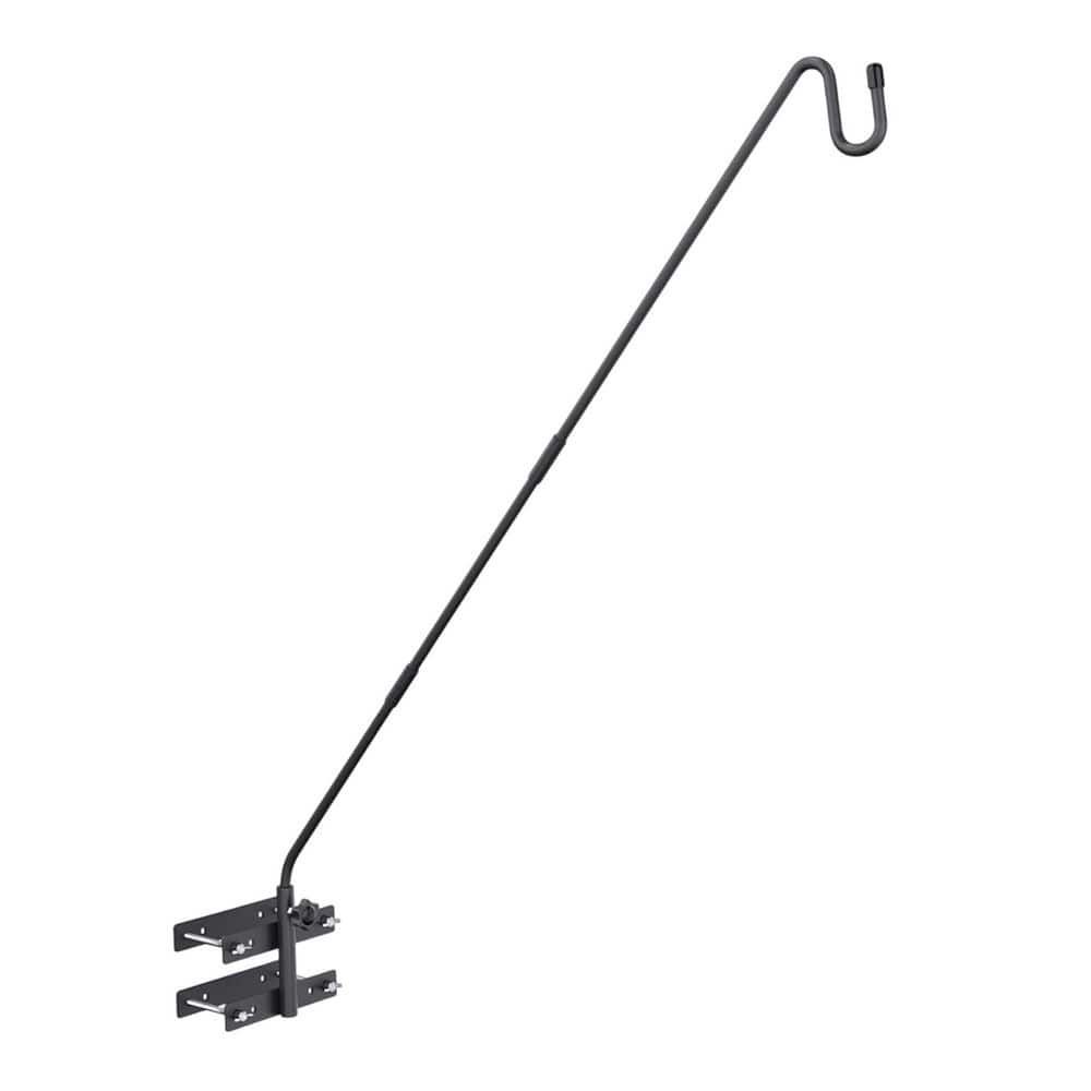 Outdoor Black Iron Deck Railing Plant Hanger with Double Clamp