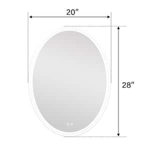 20 in. W x 28 in. H Oval Frameless Anti-Fog Dimmable Wall Mount Bathroom Vanity Mirror in Silver