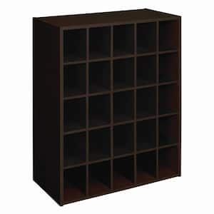 32 in. H x 24 in. W x 12 in. D Espresso Wood Look 25-Cube Storage Organizer