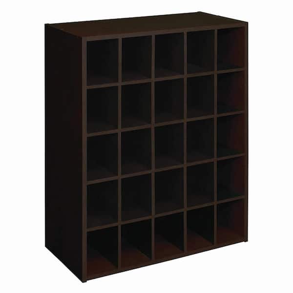 ClosetMaid 32 in. H x 24 in. W x 12 in. D Espresso Wood Look 25-Cube Storage Organizer