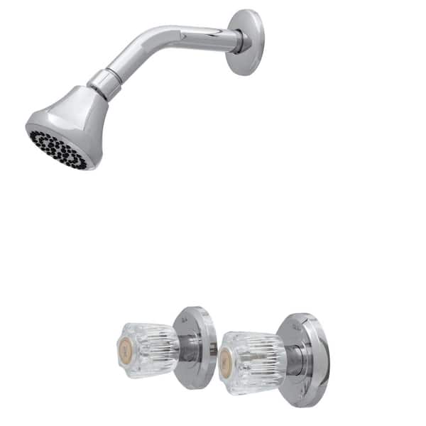 Photo 1 of 2-Handle 1-Spray Shower Faucet Only in Polished Chrome (Valve Included)