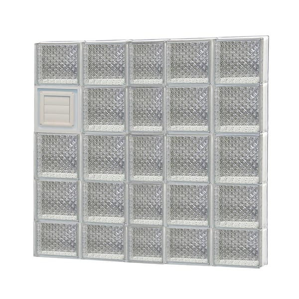 Clearly Secure 36.75 in. x 36.75 in. x 3.125 in. Frameless Diamond Pattern Glass Block Window with Dryer Vent