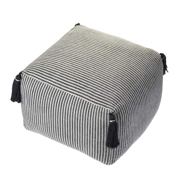Unbranded Striped Gray Tassels Pouf