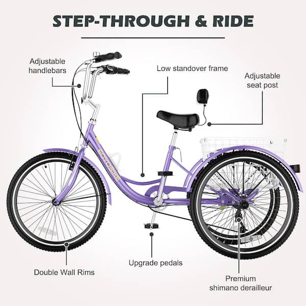 MOONCOOL 3 Wheel Bike 20 in., 7 Speed Tricycle Cruise Trike with