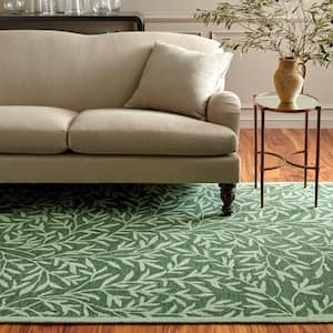 Martha Stewart Green 5 ft. x 8 ft. Border Abstract Floral Area Rug