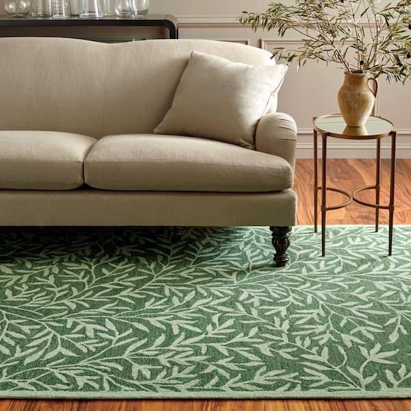 Martha Stewart Green 5 ft. x 8 ft. Border Abstract Floral Area Rug