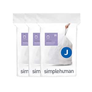 simplehuman Code G Custom Fit Liners, 30 Liter / 8 Gallon, 60 Count