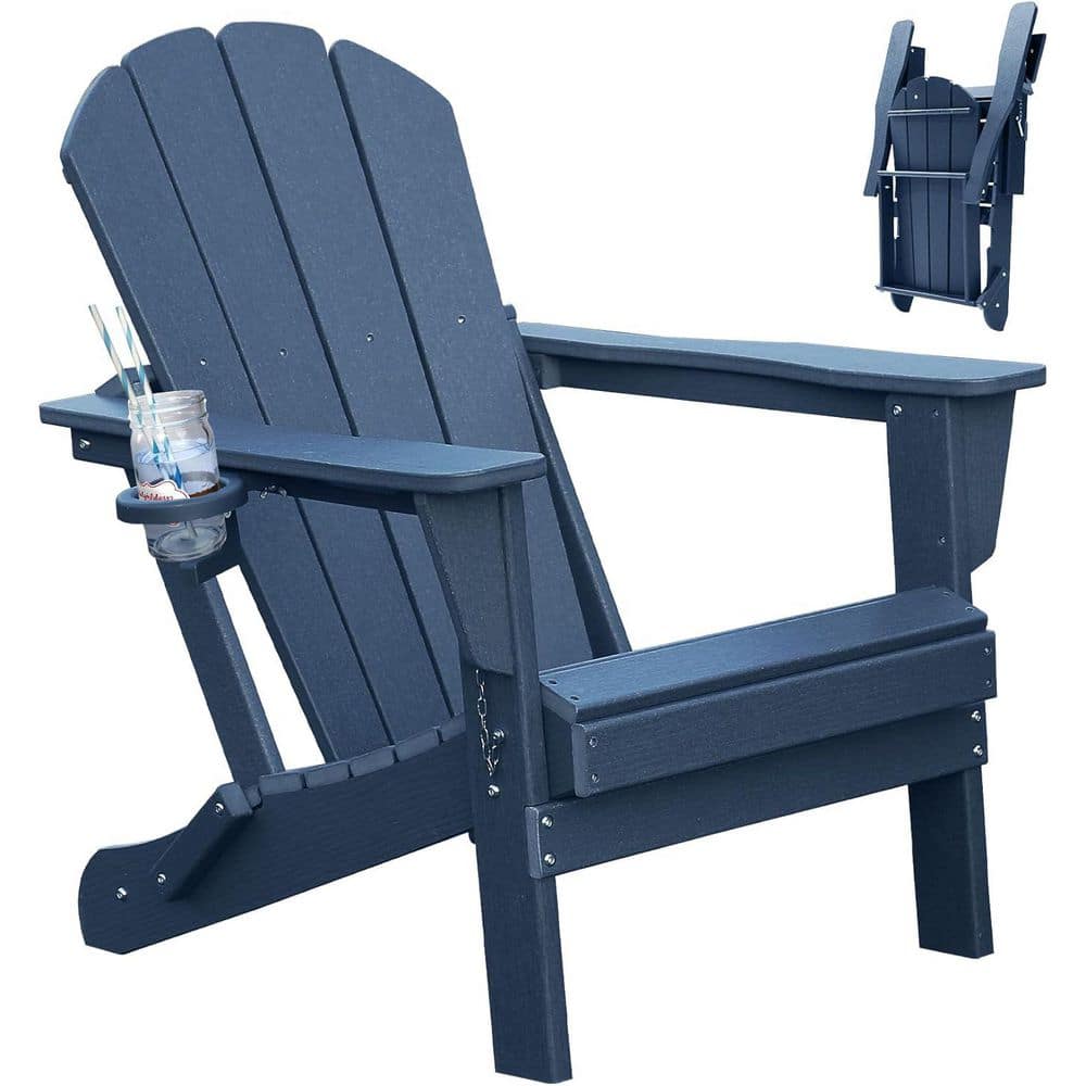 Dark Blue Plastic Adirondack Chair, Folding Adirondack Chairs with Cup Holder price history on PriceWatchPro