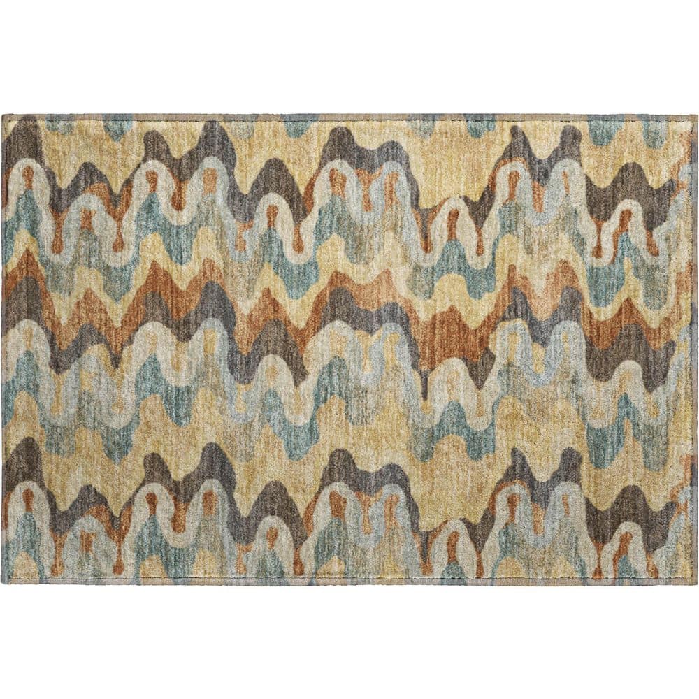 Mayfield Premium Machine Washable Abstract AMF2481 Gold 3 ft. x 4 ft. Area Rug price history on PriceWatchPro