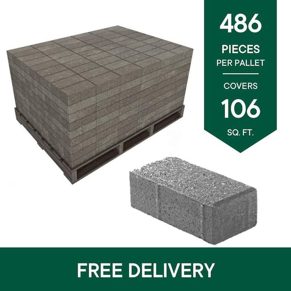 8 in. x 4 in. x 2.25 in. Gray Charcoal Concrete Paver (486- Piece Pallet)