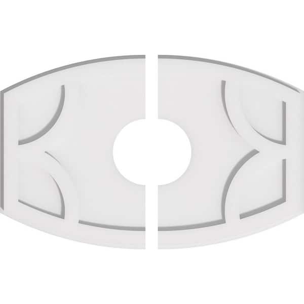 Ekena Millwork 22 in. x 14.62 in. x 1 in. Kailey Architectural Grade PVC Contemporary Ceiling Medallion (2-Piece)