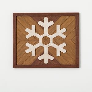 19.5 in. x 16.5 in. Snowflake Wood Decorative Sign; Multicolored