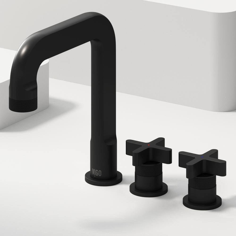 Wythe Matte Black Brass Widespread Bathroom Faucet with Cross Handles