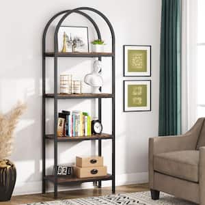 Earlimart 70.8 in. Rustic Wood Bookshelf 4-Tier Etagere Bookcase and Bookshelf Modem Industrial Ladder Shelf Display