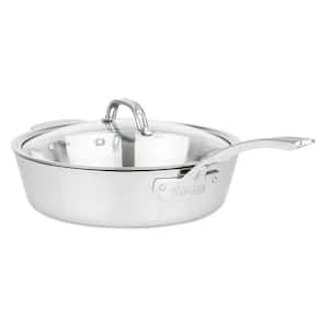 3-Ply Contemporary 4.8 qt. Stainless Steel Saute Pan with Glass Lid, Mirror Finish