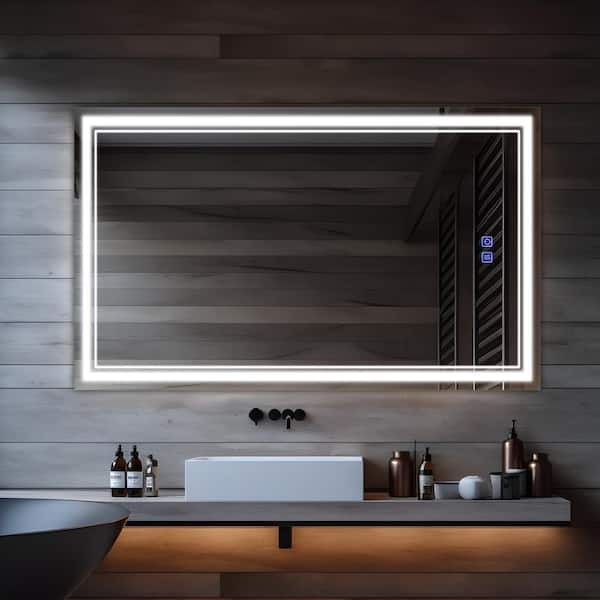 Dovelina 35 in. W x 59 in. H Modern Rectangular Frameless Anti-Fog LED Light Bathroom Vanity Mirror