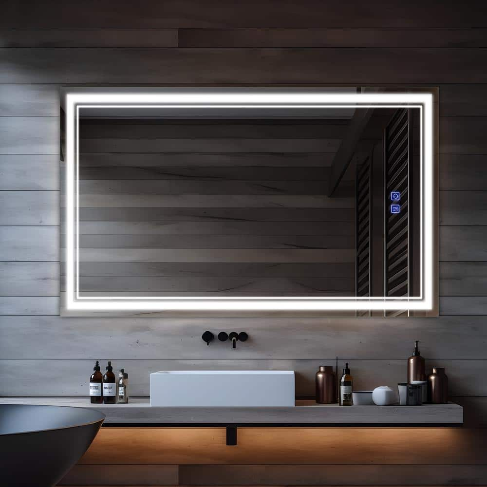 NEUTYPE 35 in. W x 59 in. H Modern Rectangular Frameless Anti-Fog LED Light  Bathroom Vanity Mirror HD-MR03078 - The Home Depot