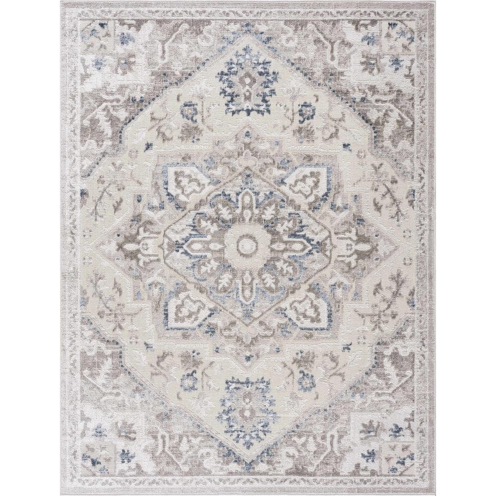 Neutral Polypropylene Rug HAUTELOOM Leena Beige 5'2''x7' Bohemian Neutral Traditional Machine ...