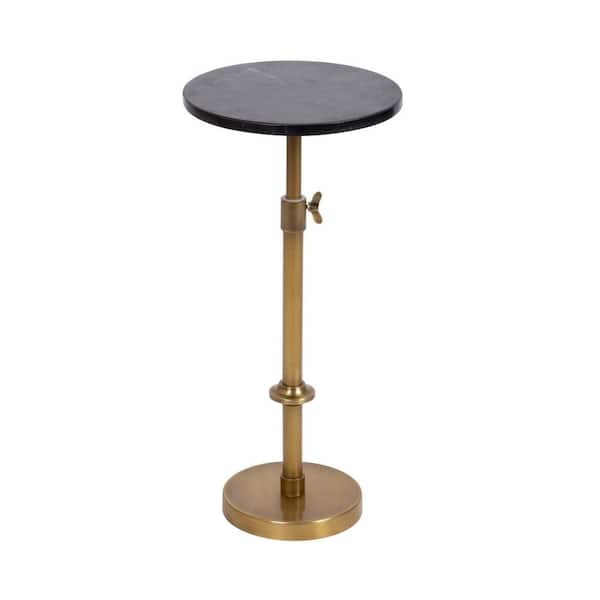 Kate and Laurel Engles 10.00 in. Gold Round Marble End Table