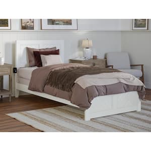 Canyon White Solid Wood Twin XL Foundation Bed Frame with Matching Footboard
