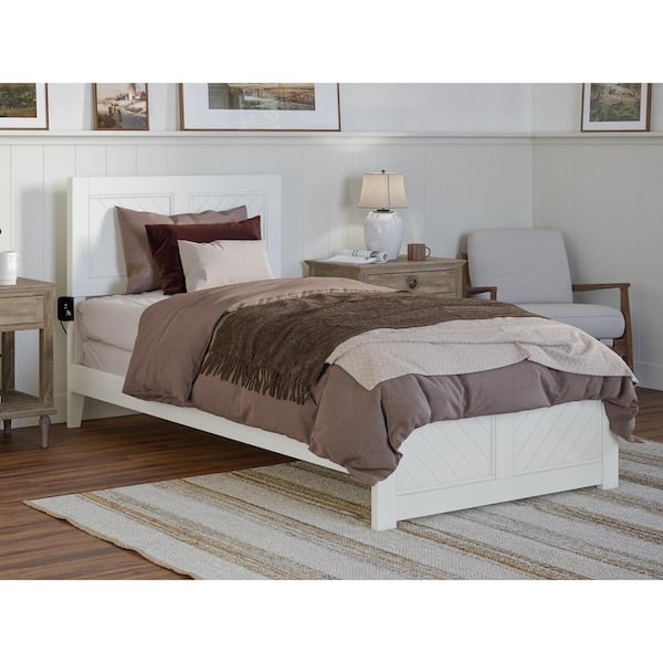 AFI Canyon White Solid Wood Twin XL Foundation Bed Frame with Matching Footboard