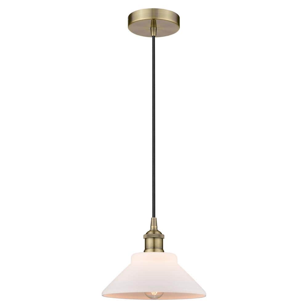Orwell 60-Watt 1-Light Antique Brass Standard Mini Pendant Light with Painted Glass Shade, No Bulbs Included price history on PriceWatchPro