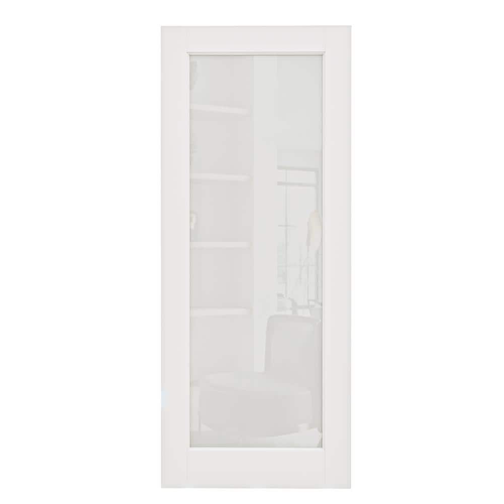 36 in. x 80 in. 1 Lite Frosted Glass White Primed Manufacture Wood Door Slab for Pocket Door without Pocket Door Frame price history on PriceWatchPro