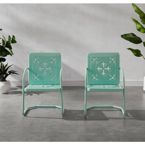 CROSLEY FURNITURE Azalea Aqua Metal Outdoor Lounge Chair Set of 2