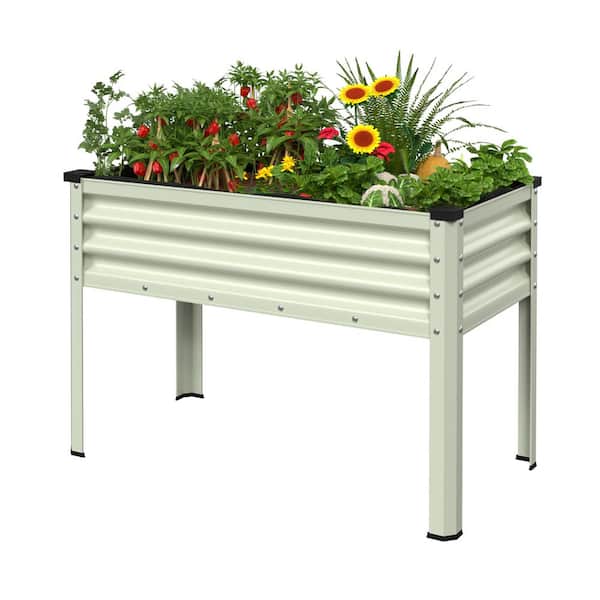 48 x 24 x 32 in. Light Green Galvanized Steel Raised Garden Bed with Liner and Drainage Function