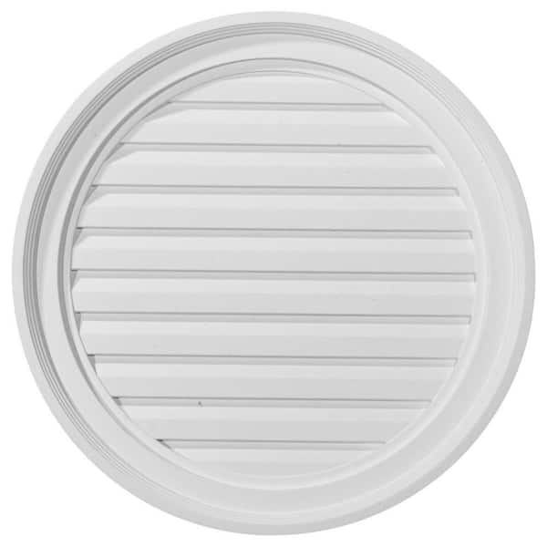 Ekena Millwork 22 in. x 22 in. Round Primed PolyUrethane Paintable Gable Louver Vent Non-Functional
