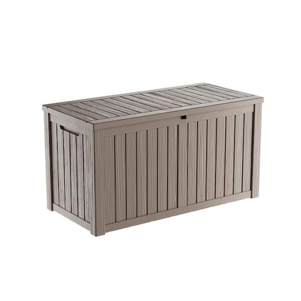 150 Gal. Waterproof Outdoor Resin Storage Deck Box, Large Lockable Capacity, Versatile Deck Storage Bench