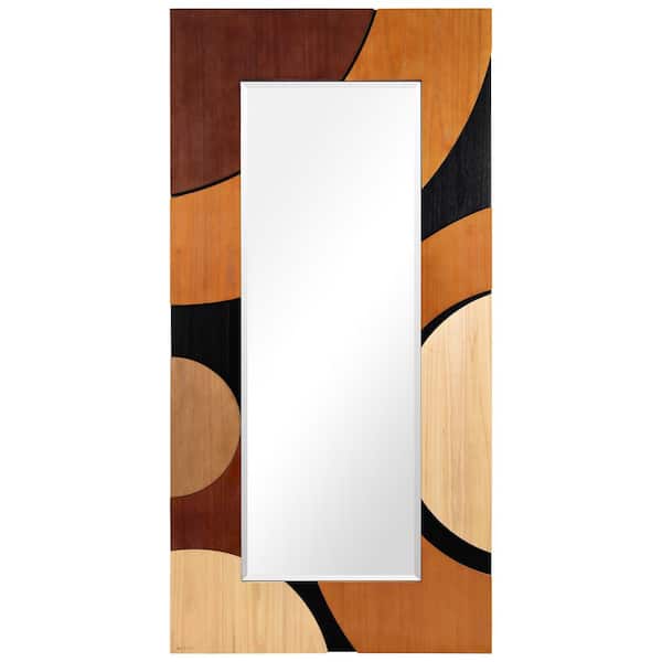 Curved Elegance Hand Made Solid Paulownia Wood Beveled Leaner Mirror, 79 in. x 40 in.