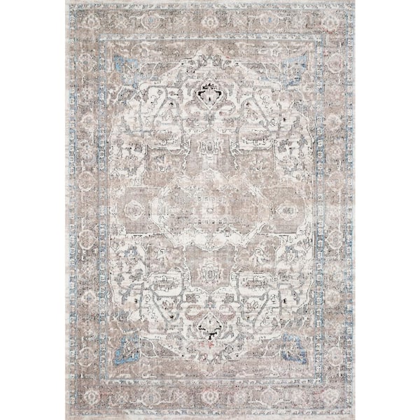 Dante Ivory/Stone 9 ft. 6 in. x 13 ft. 3 in. Bohemian Runner Rug
