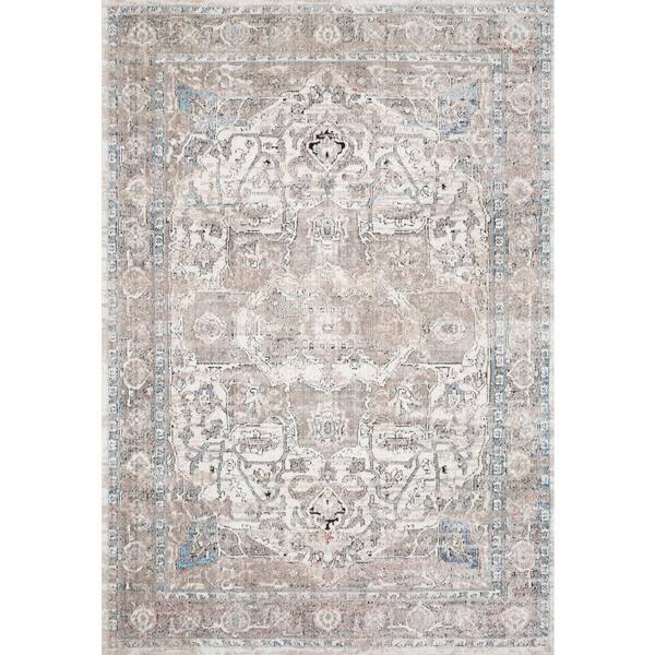 LOLOI II Dante Ivory/Stone 2 ft. 6 in. x 4 ft. Bohemian Area Rug