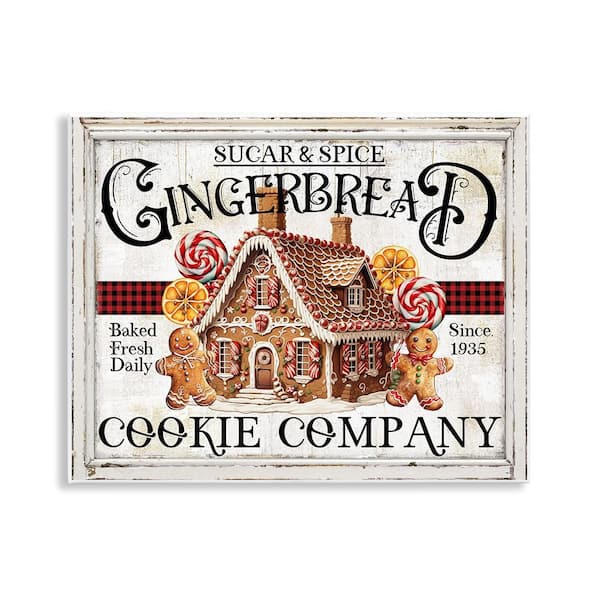 Gingerbread Vintage Sign by Creatif Belle 1-Piece Unframed Graphic Typography Art Print 11 in. x 14 in.