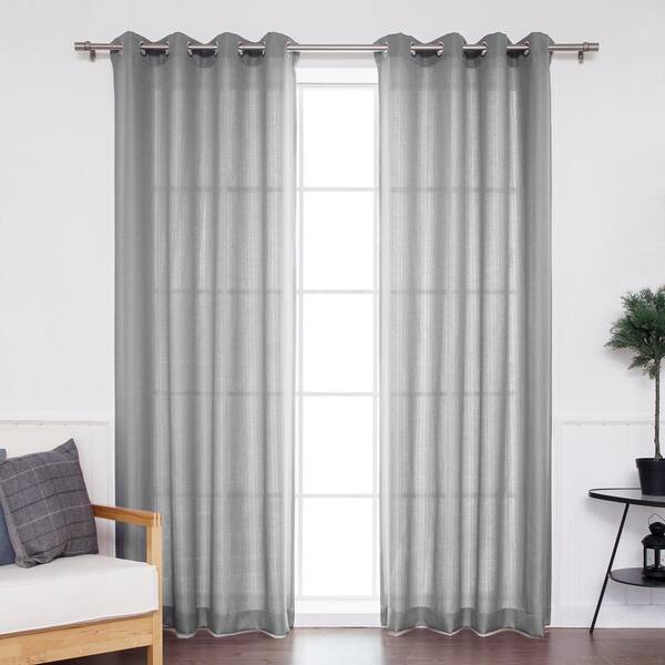 Best Home Fashion Grey Outdoor Grommet Room Darkening Curtain - 52 in. W x 96 in. L (Set of 2)