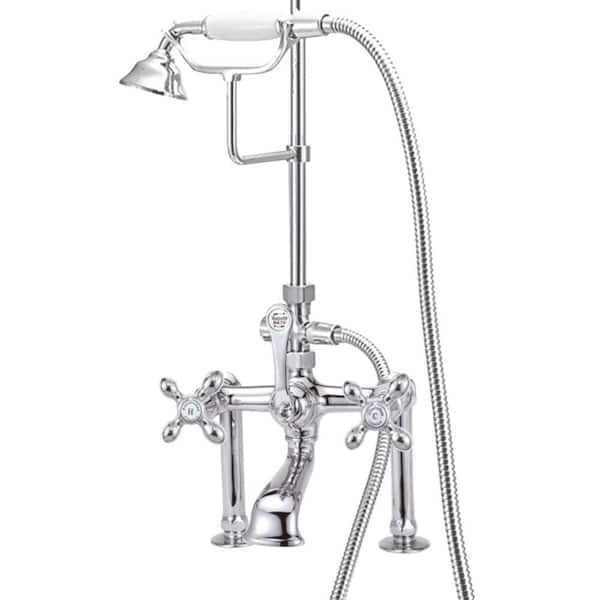 Elizabethan Classics RM24 3-Handle Claw Foot Tub Faucet with Handshower in Chrome