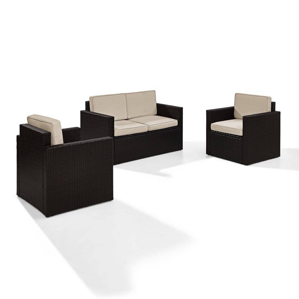 Mahogany and Sand 4-Person Outdoor Wicker Sofa Set