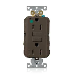 15 Amp 125-Volt Extra-Heavy-Duty Hospital Grade SmartlockPro GFCI Duplex Outlet, Brown